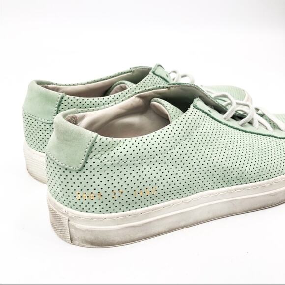 Woman By Common Projects Achilles Low Perforated Mint Green Nubuck Sneakers 7.5 - Picture 4 of 8